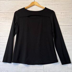Soft Surroundings Top Womens Size Small Black Beckett Knit Cutout Keyhole Tunic